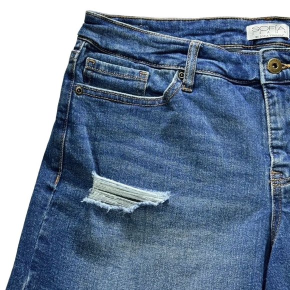 Sofia Jeans by Sofia Vergara Lila Easy Short High Low Hem Medium Wash Denim - Picture 3 of 6